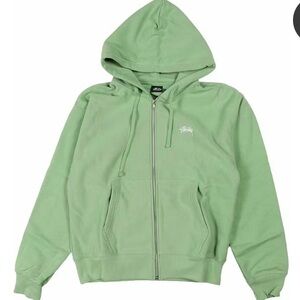 Rare Green Medium Stussy Logo Zip Up Hoodie